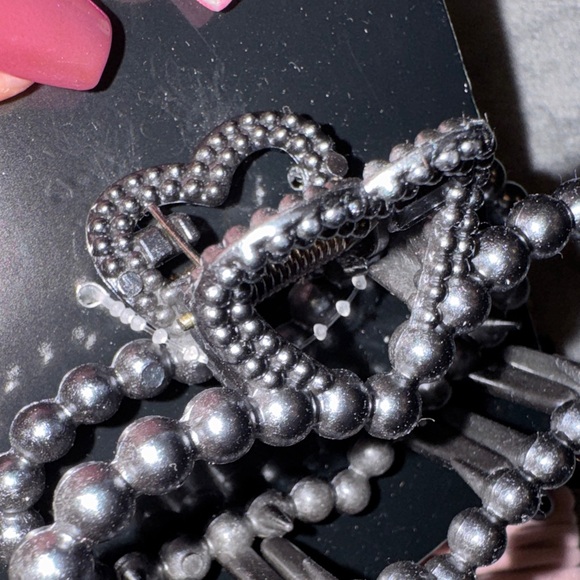 Black Metallic Pearl Hair Claw and Pink Hair Ties Set NWT - Picture 6 of 10